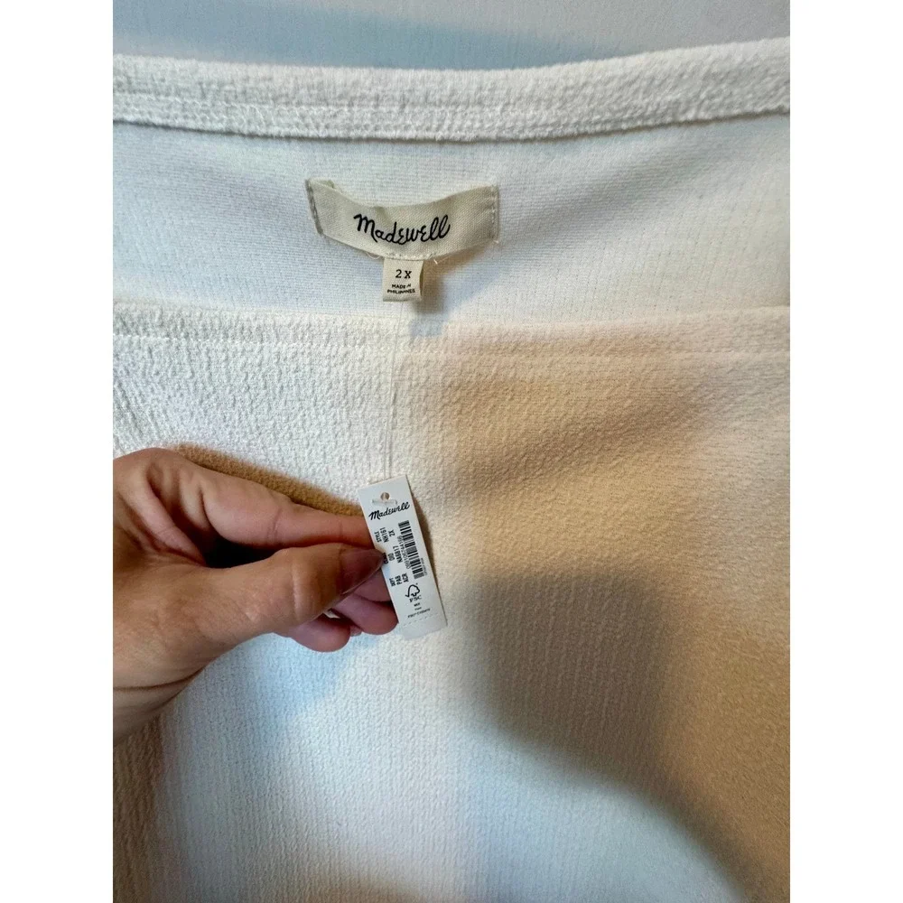 Madewell Cream Square Neck Long Sleeve Puff Sleeve‎ Blouse Top NN161 2X NEW